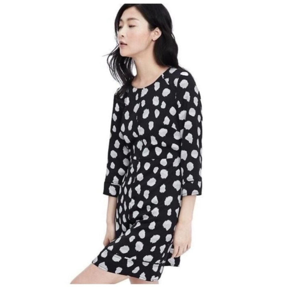 Banana Republic Womens laser cut Polka Dot Dress black Size 12 career